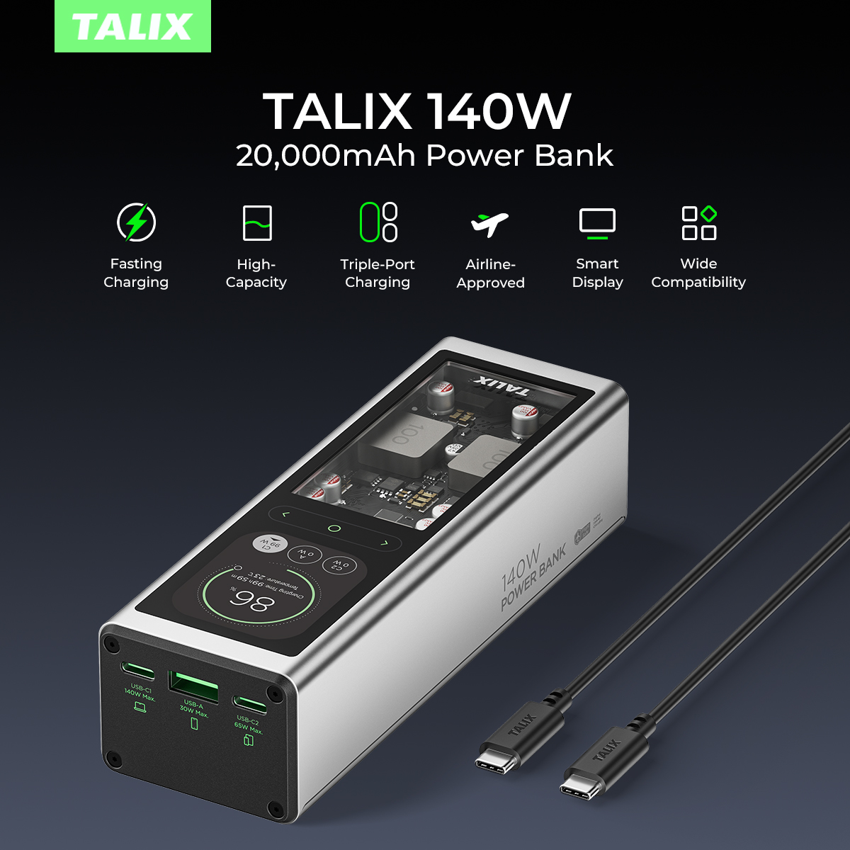 TALIX 140W Power Bank 20000mAh - Drone Battery Charger recensione e prezzo