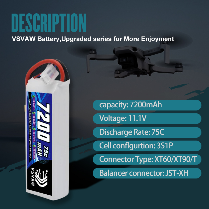 VSVAW 3S Lipo Battery 11.1V 72 - Drone Battery Adapter recensione e prezzo