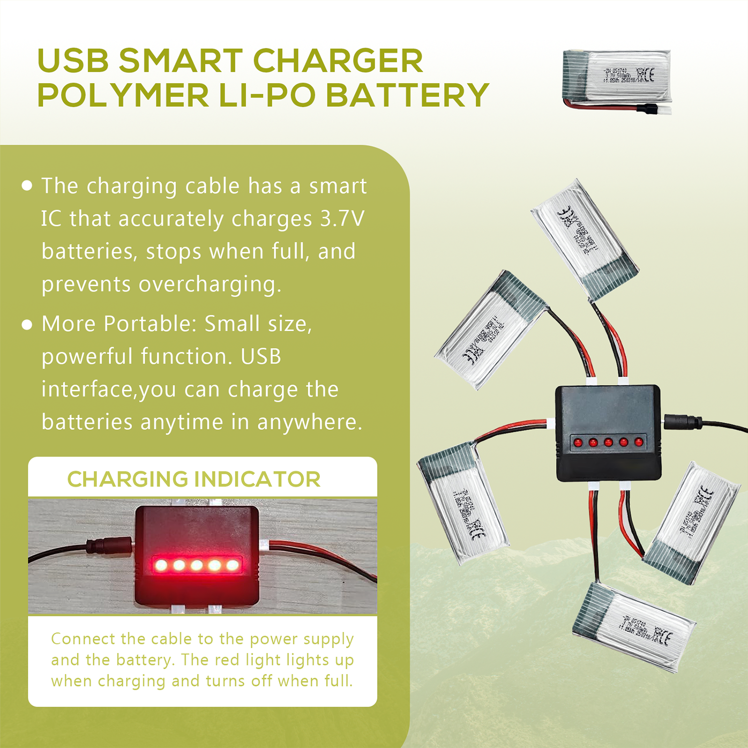 5Pcs 3.7V 500mAh LiPo Batterie - Drone Power Bank recensione e prezzo